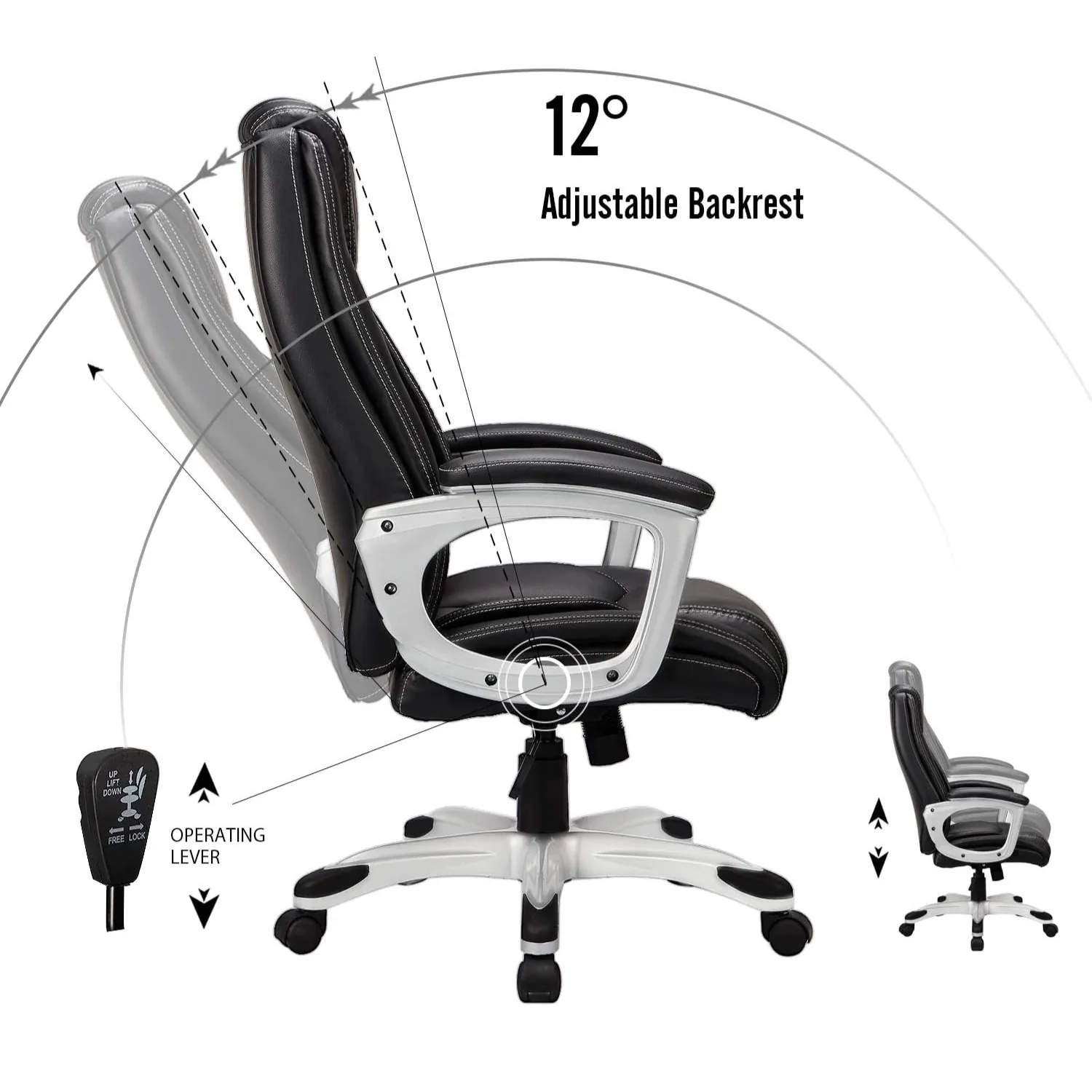 AECOJOY Office Chair Ergonomic, Leather Office Chair with High Back