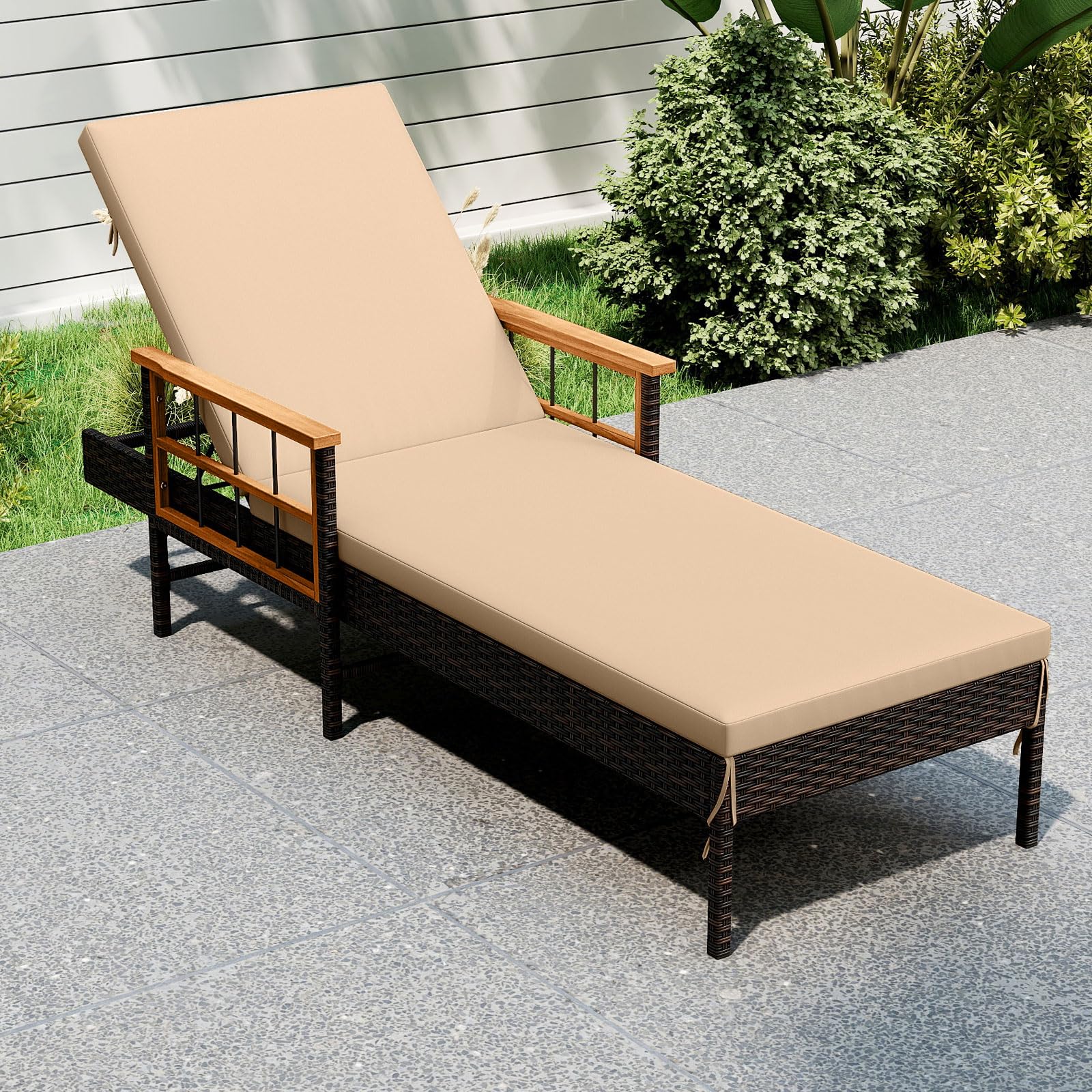 Tangkula Lounge Chair Outdoor with Soft Cushions for Outside