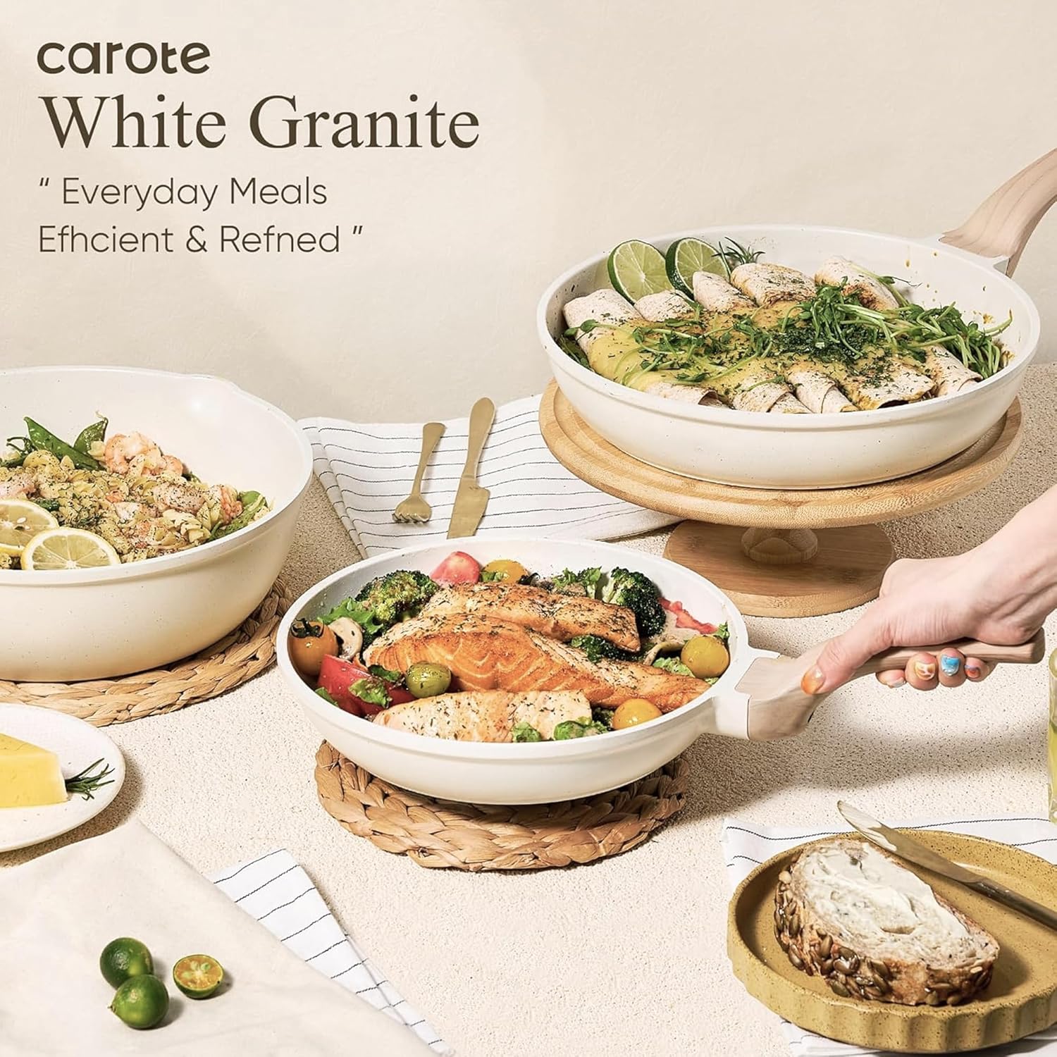 CAROTE 21pcs Pots and Pans Set, Nonstick Cookware Sets, with Egg Pan