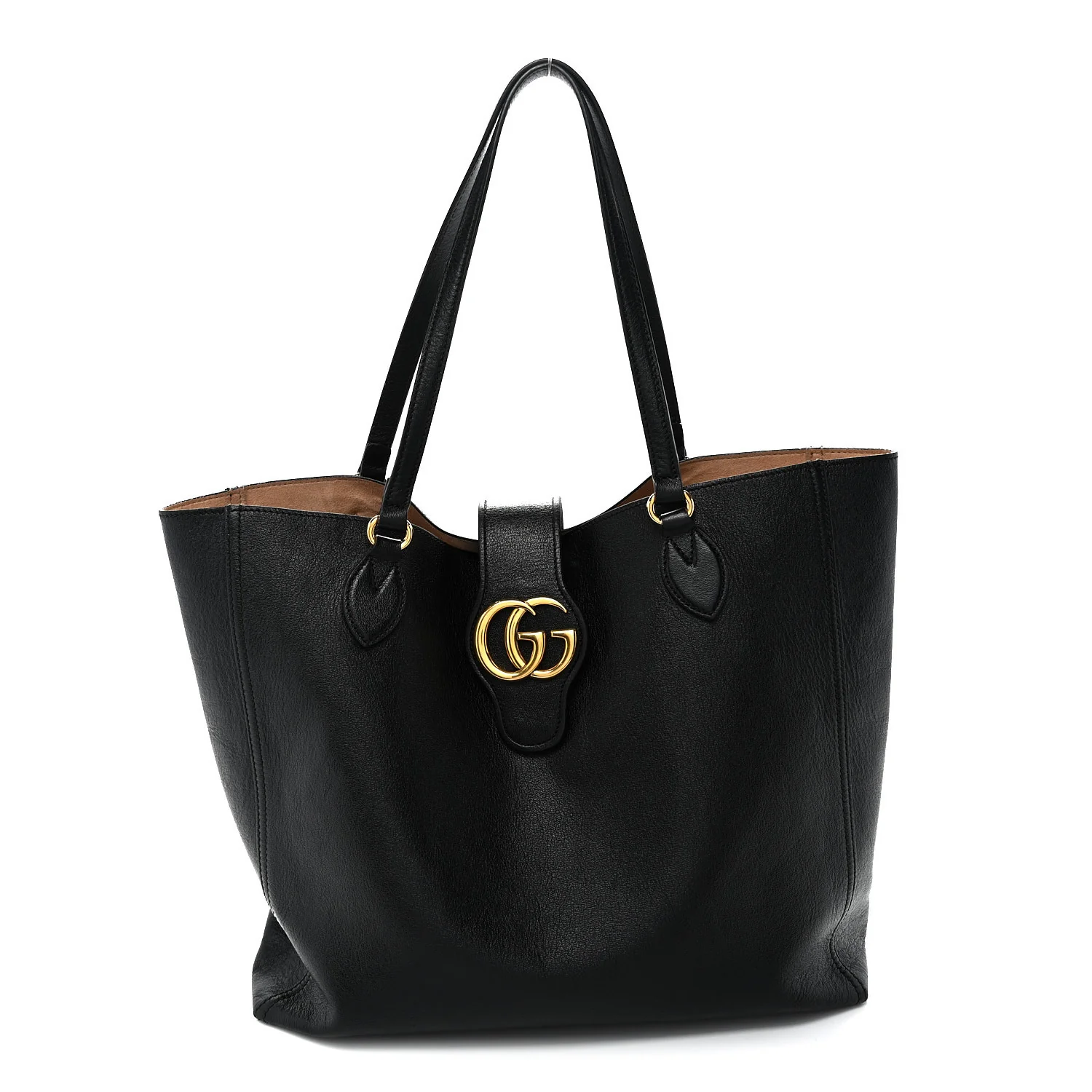 New Sakai Calfskin Lux Medium Dahlia Tote  Black