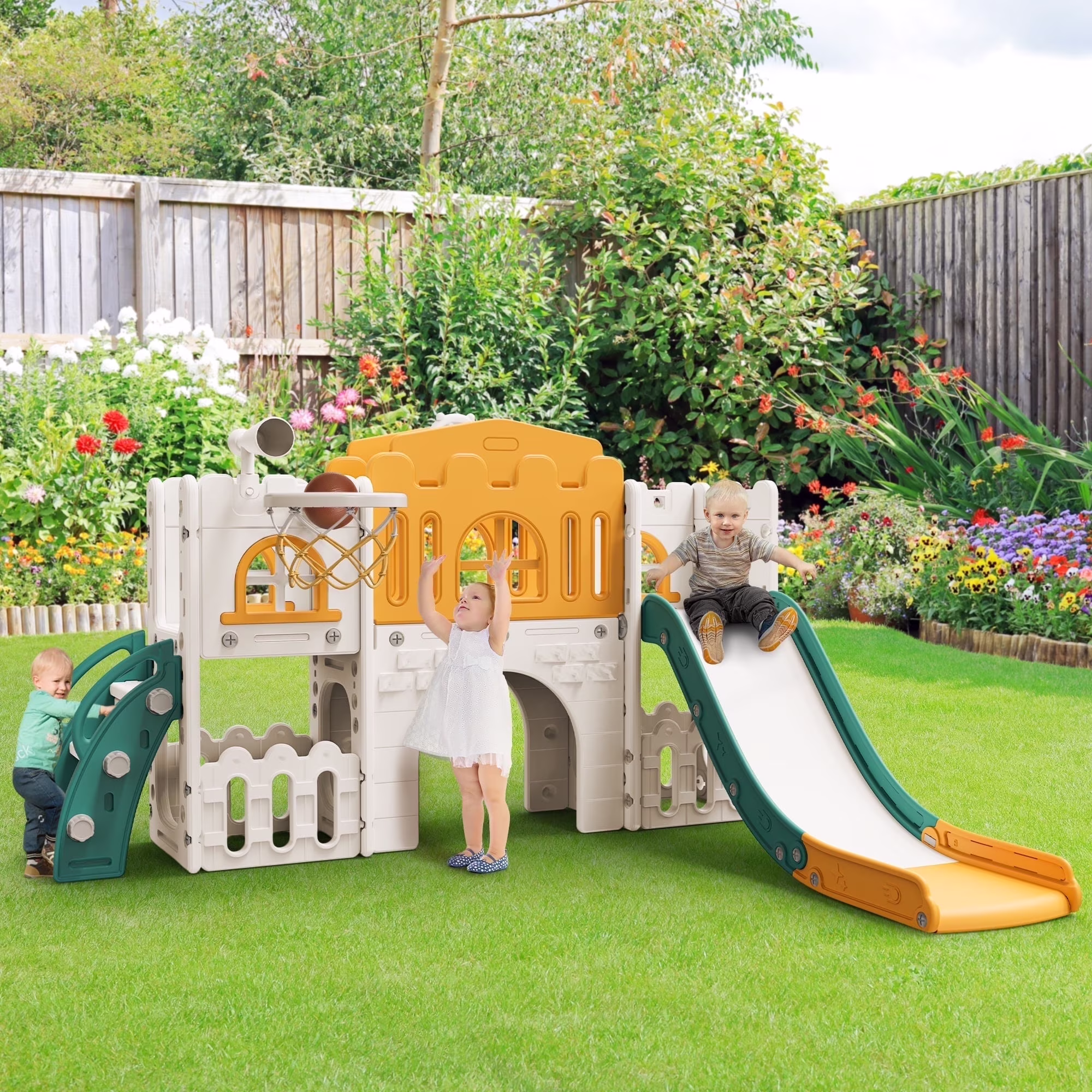 9 in 1 Toddler Slide PlaySet for kids indoor/outdoor for Toddlers Age 1+, Blue Gray(Multicolor) - Image 3