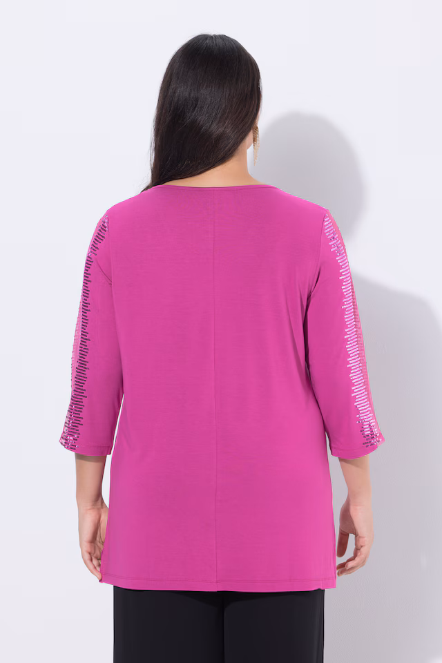 Sequined Mesh Sleeve Blouse