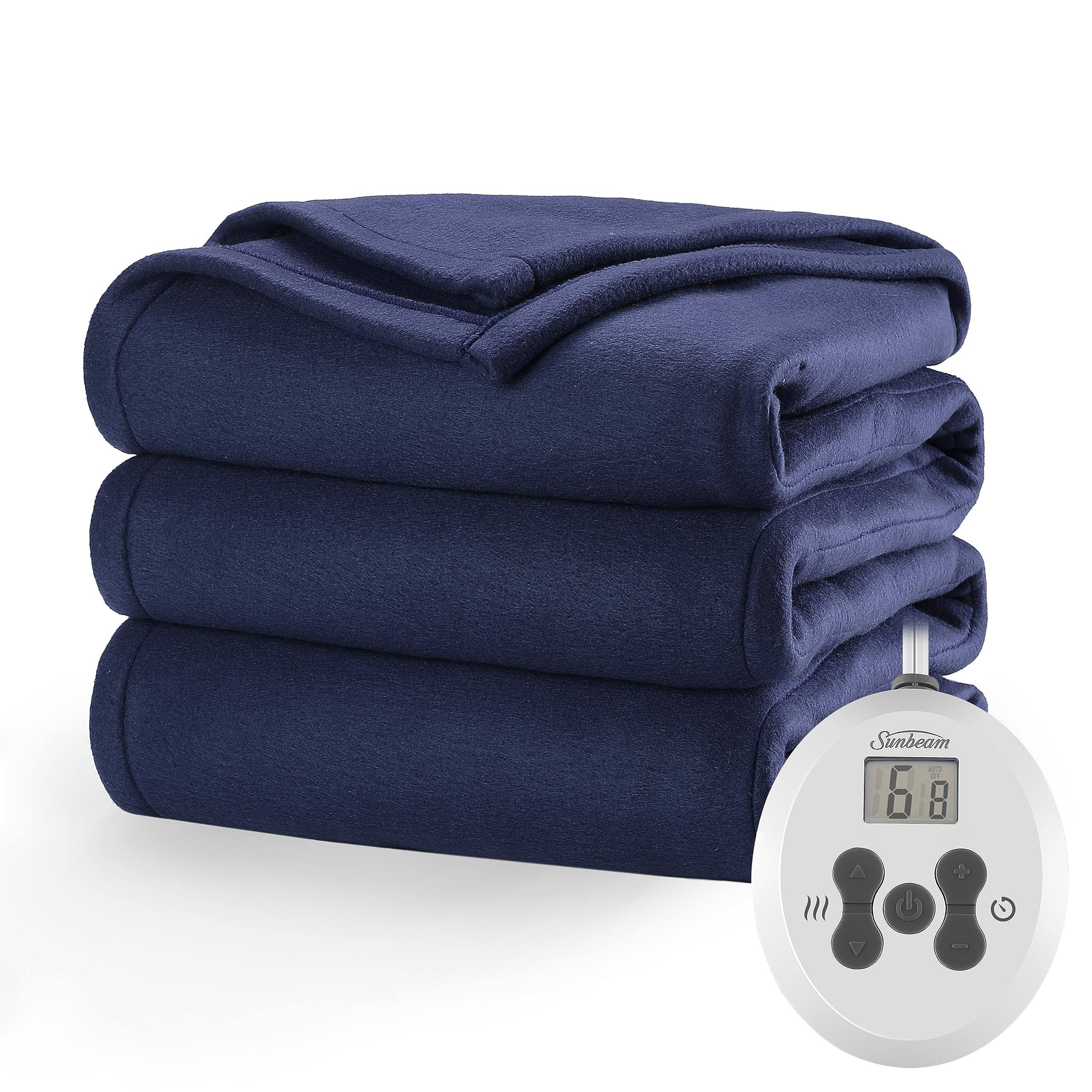 Sunbeam Electric Heated Fleece Blanket, Blue, Full