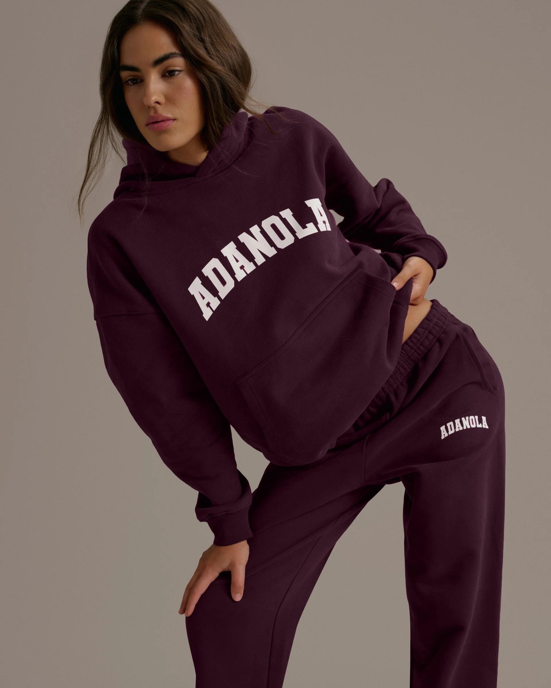 Varsity Oversized Hoodie - Dark Cherry/Marshmallow White