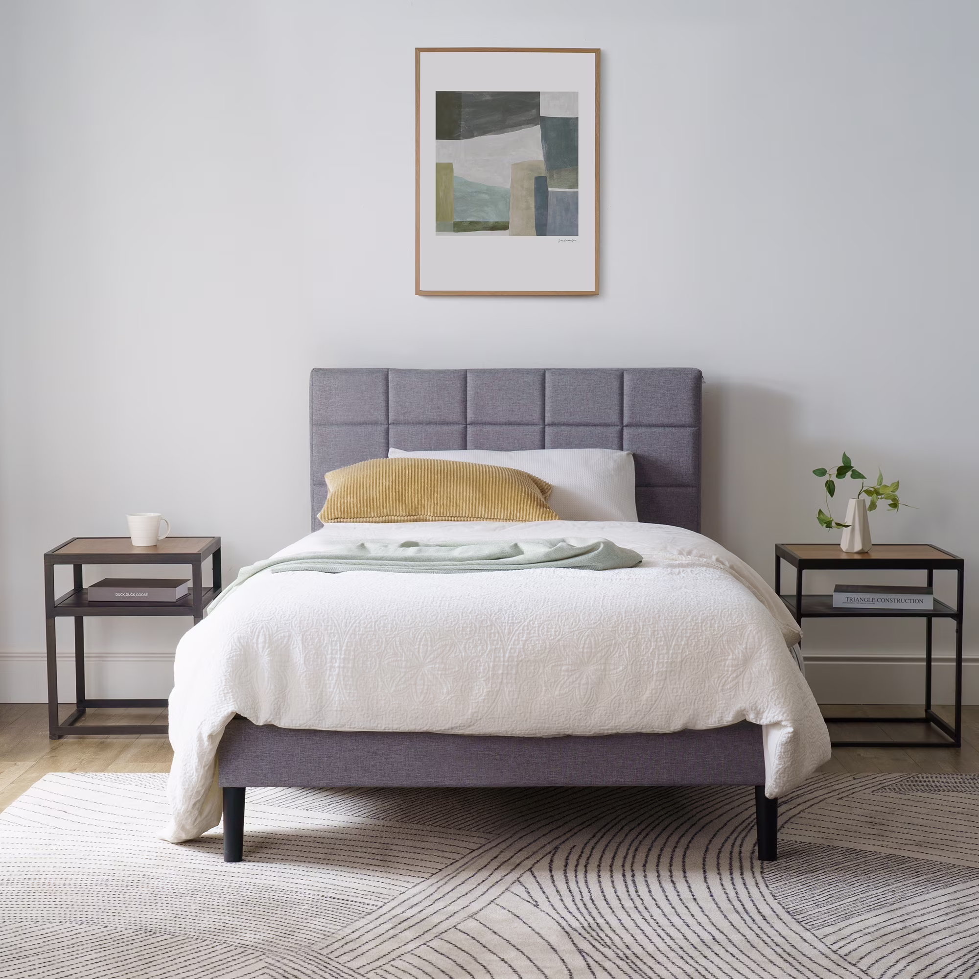Upholstered Platform Bed, No Box Spring Needed, Gray, Queen(Queen) - Image 6