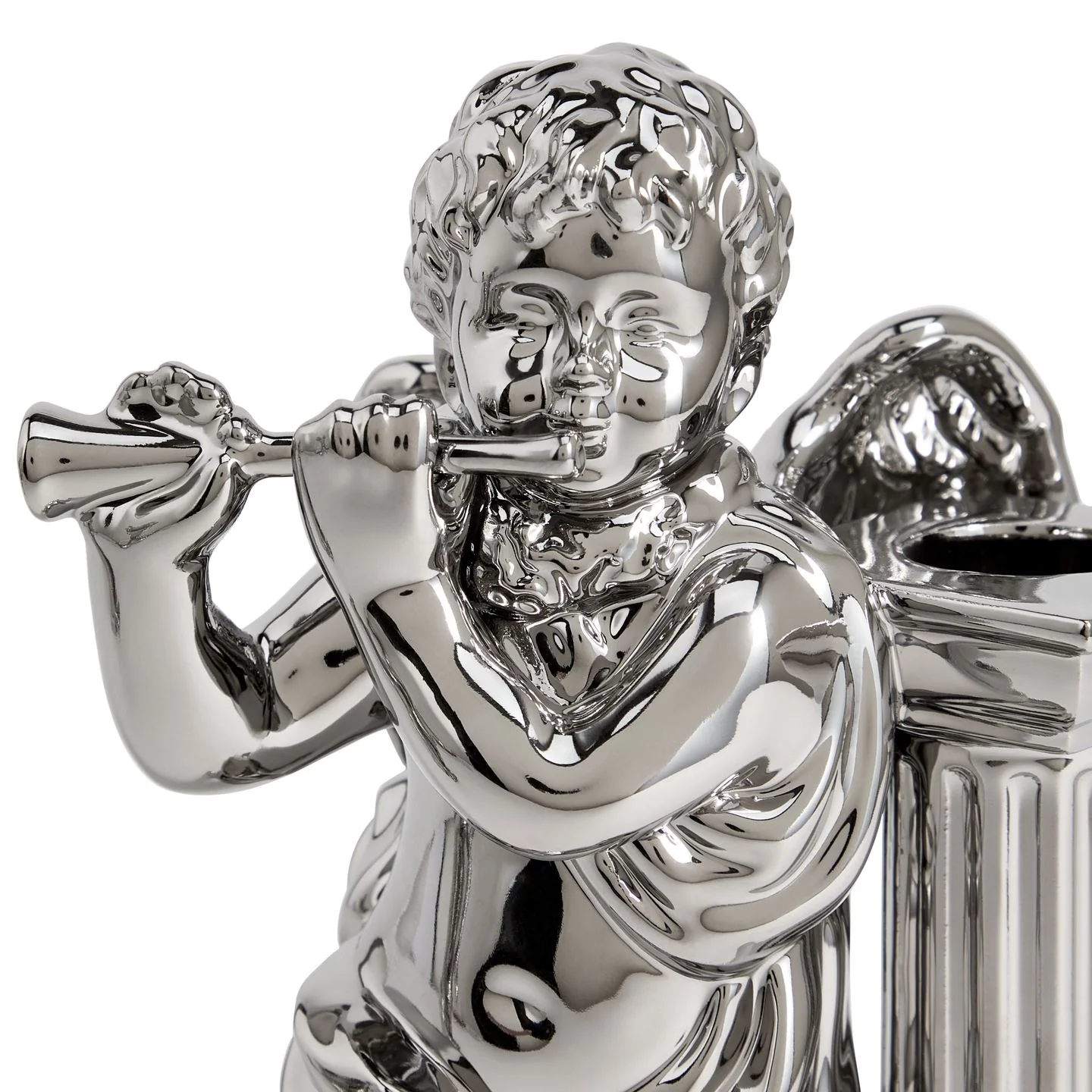 Cherub Candlestick Pair Silver