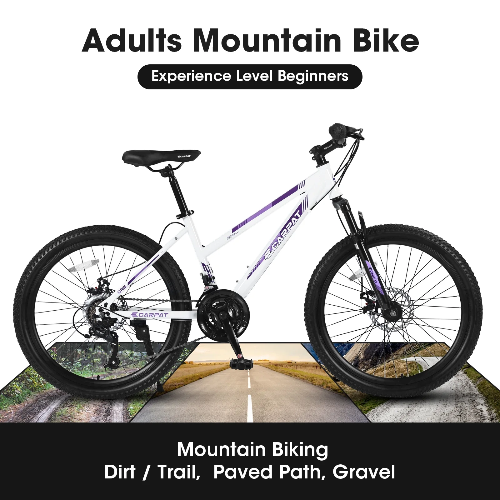 26-Inch Women's Mountain Bike for Youth and Adults, Featuring 21-Speed Shifter and Dual Hand Brakes, White(Classic Bike(White)) - Image 6