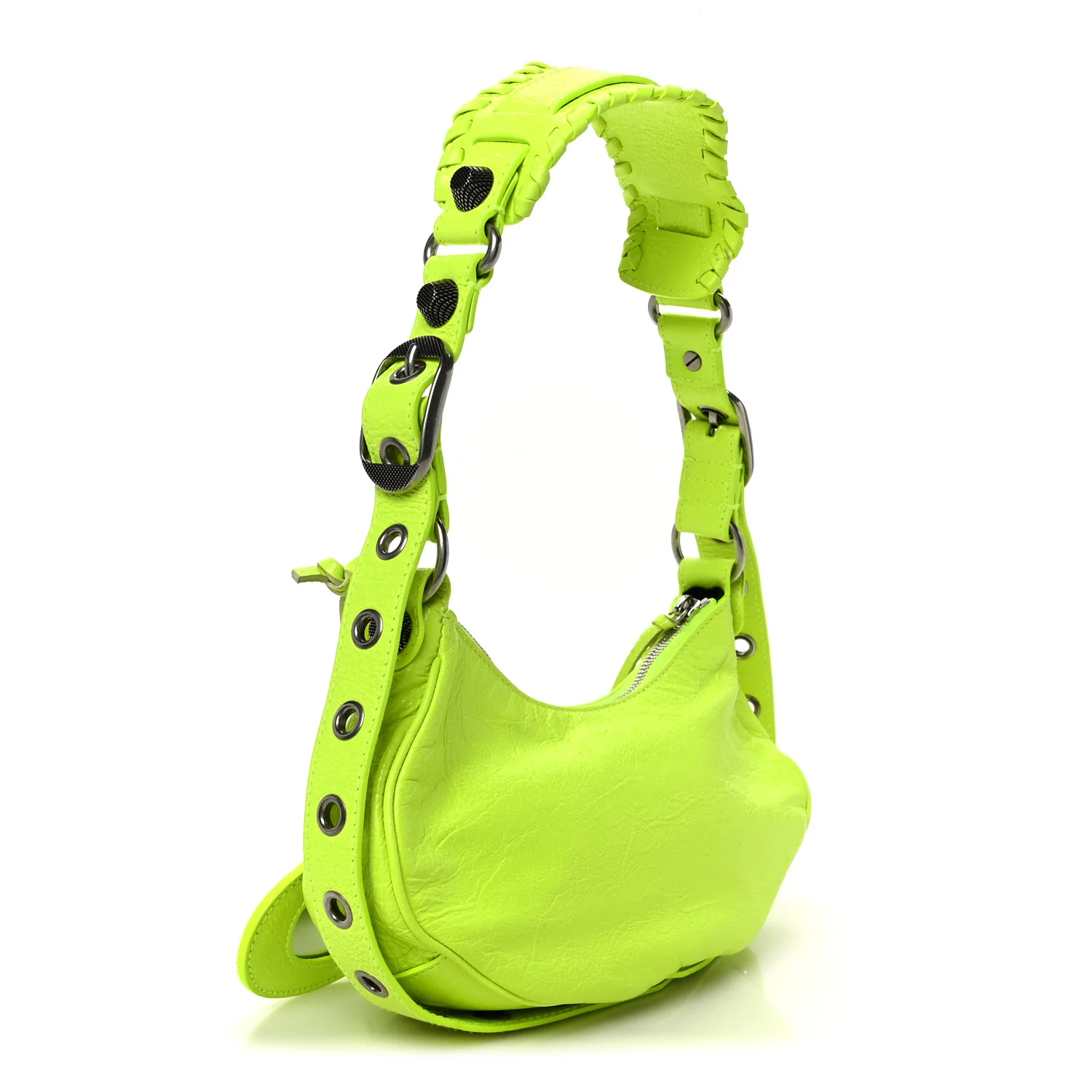 Agneau Arena Le Cagole Shoulder Bag XS Fluo Yellow