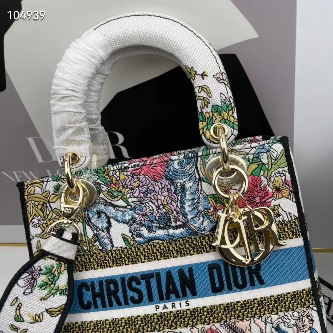 CD Women CD Medium Lady D-Lite Bag Latte Multicolor D-Constellation Embroidery