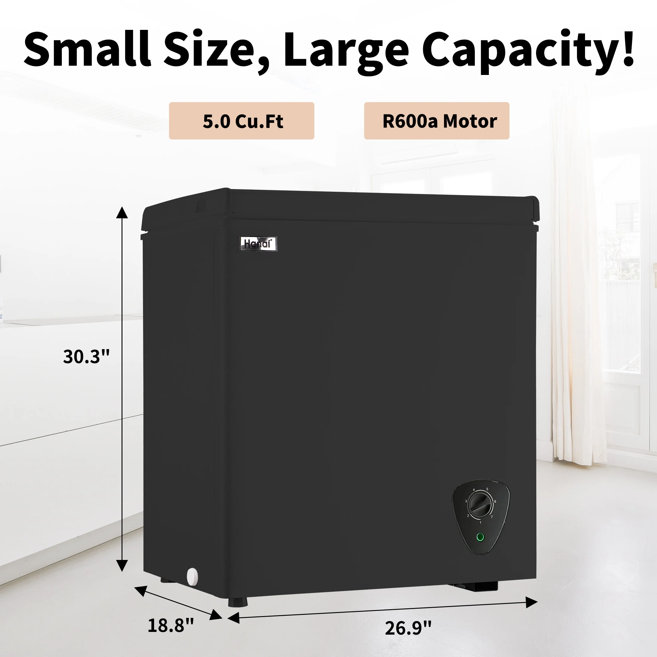 5 cu ft Freezer, Chest Freezer, Black