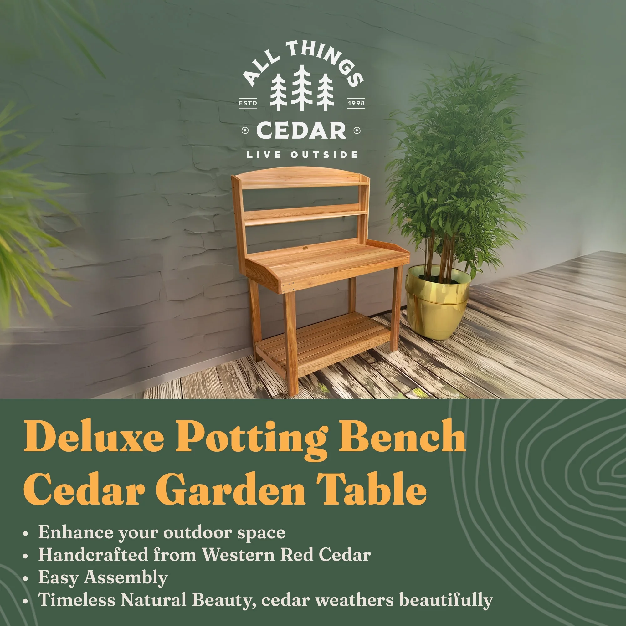Deluxe Potting Bench, Outdoor Garden Workstation Table - Image 2