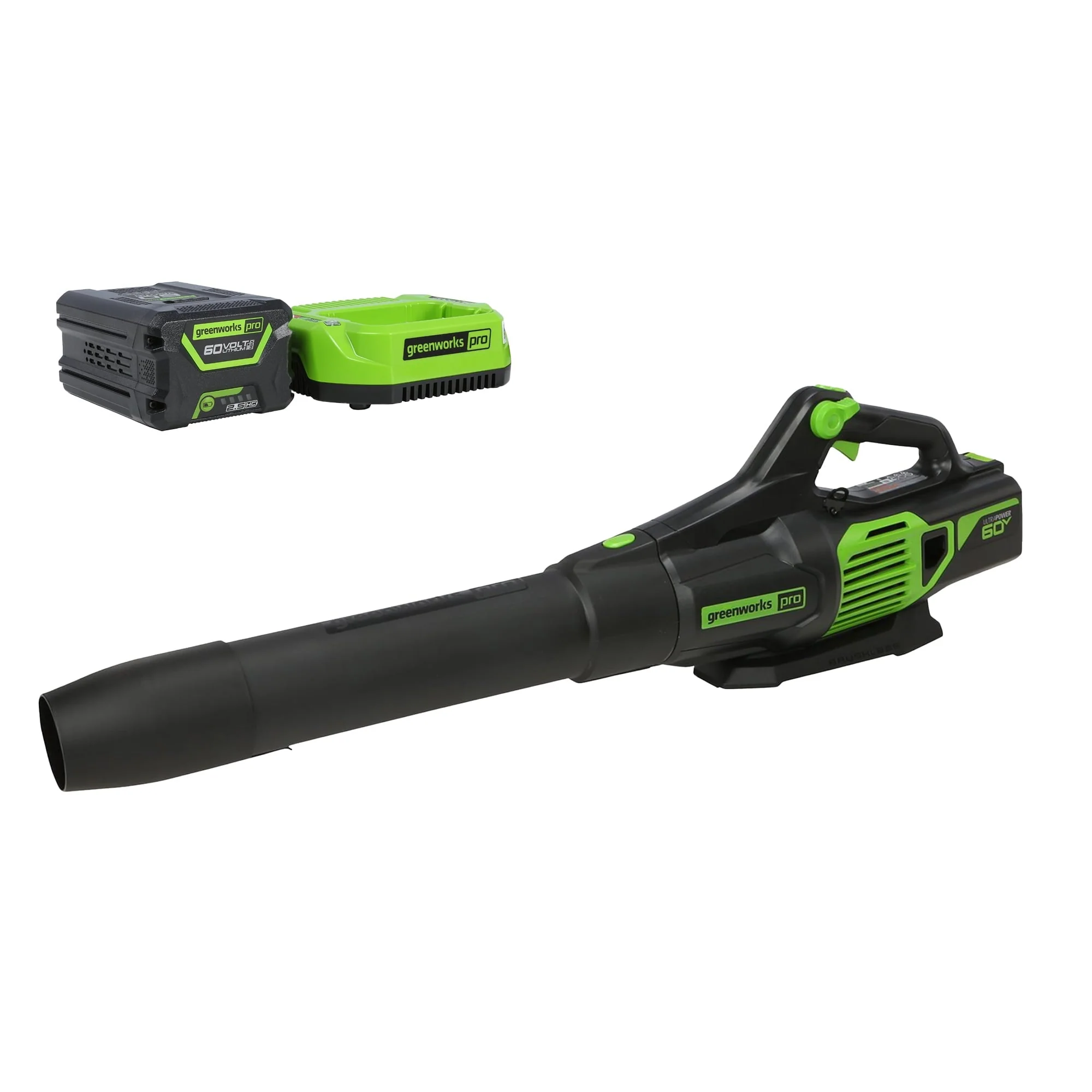 60V 610 CFM Cordless Brushless Leaf Blower with 2 5Ah Battery Rapid Charger