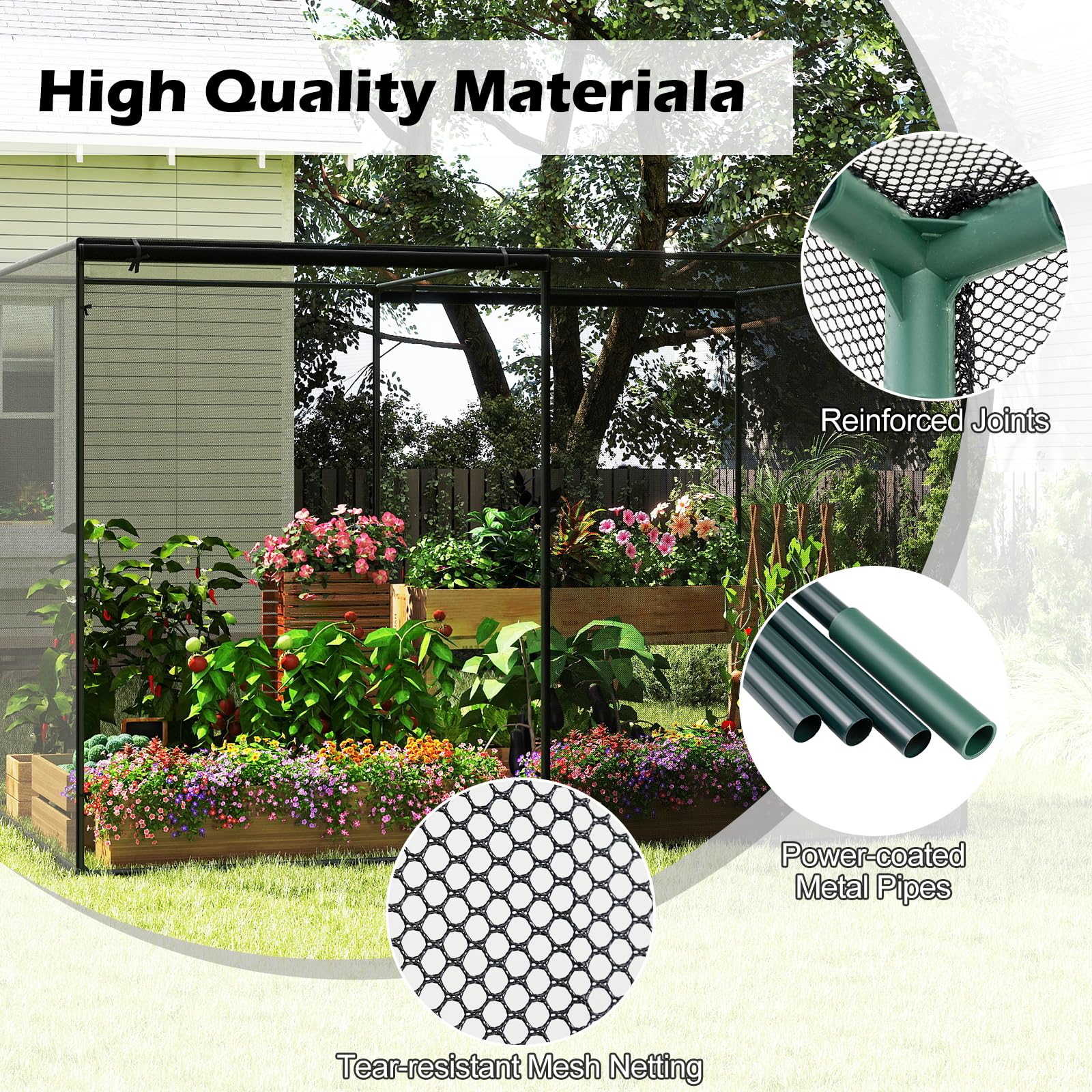 Tangkula 10x6.5x6.5 FT Crop Cage with Heavy Duty Metal Frame