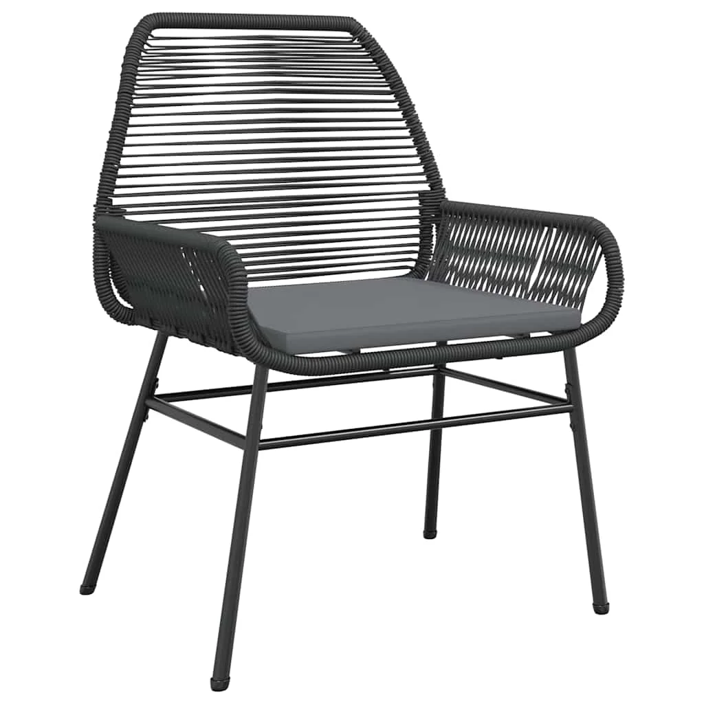 Vidaxl 7 Piece Patio Dining Set with Cushions Black Poly Rattan Glass