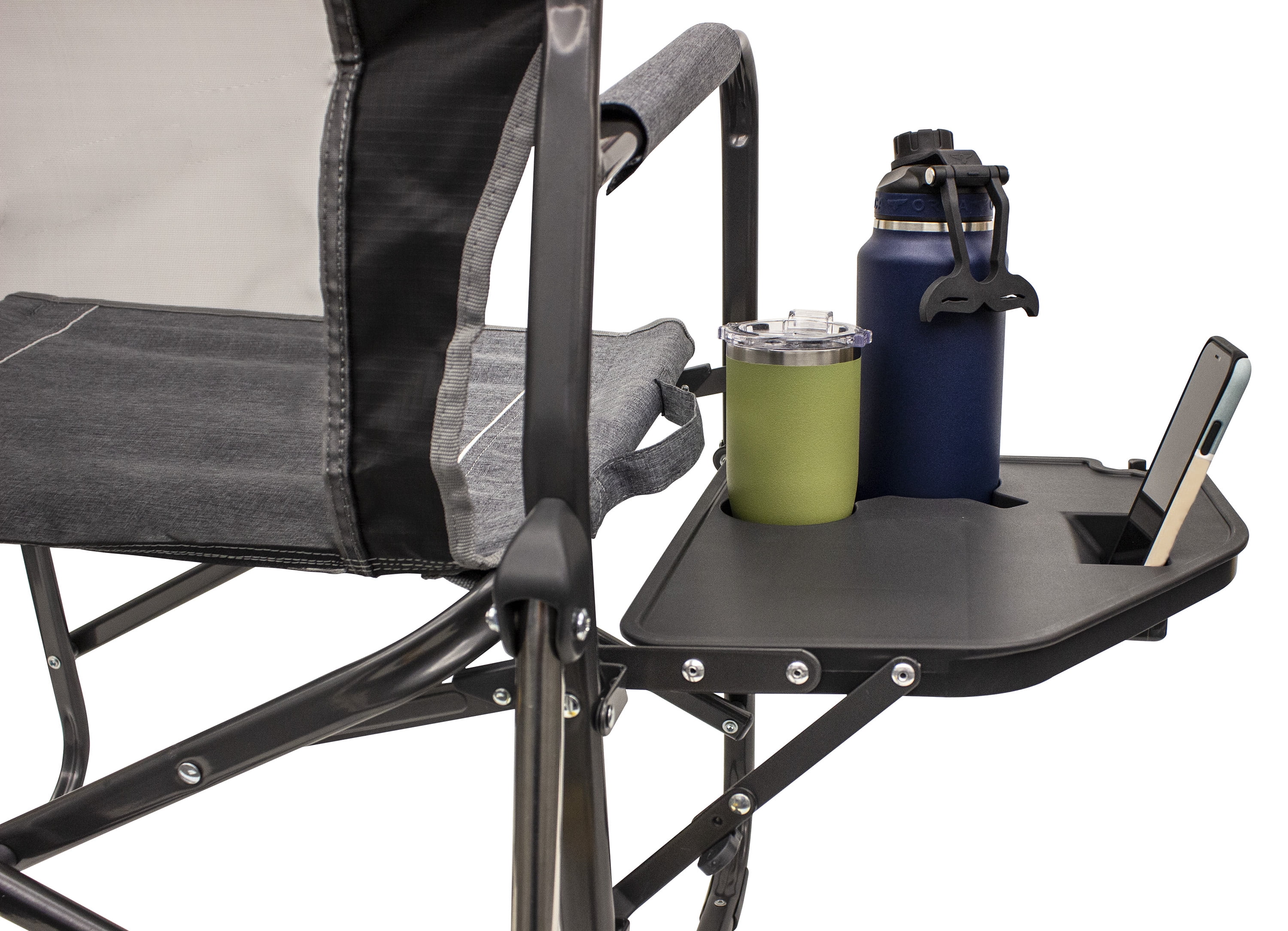Freestyle Rocker with Side Table Foldable Rocking Camp Chair, Heathered Pewter(Heathered Pewter) - Image 6