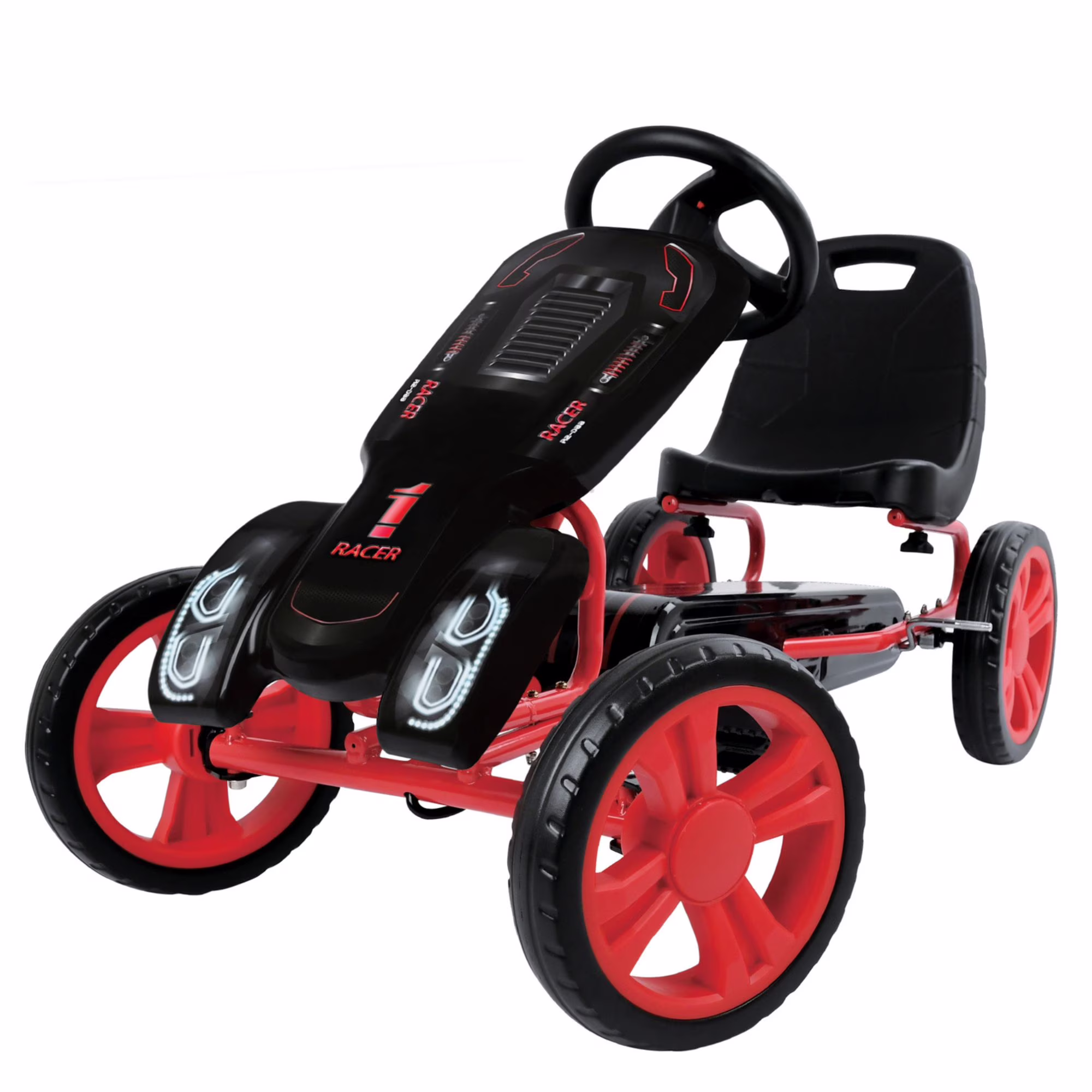 Speedster Pedal Go Kart w/ Adjustable Bucket Seat for Kids Ages 4 to 8, Fire Rescue(Red, Fire Engine) Image 3