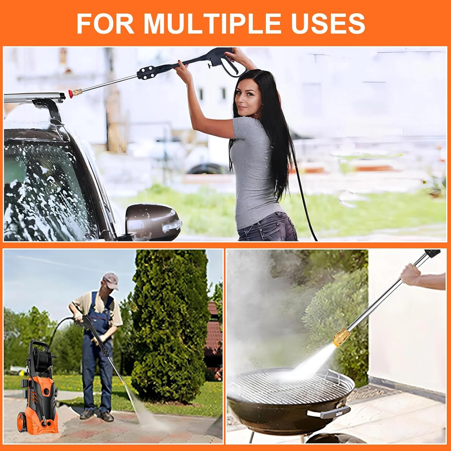 3000 PSI Electric Pressure Washer for Household, Great for Cars, Patios, Siding, Driveways - Image 7