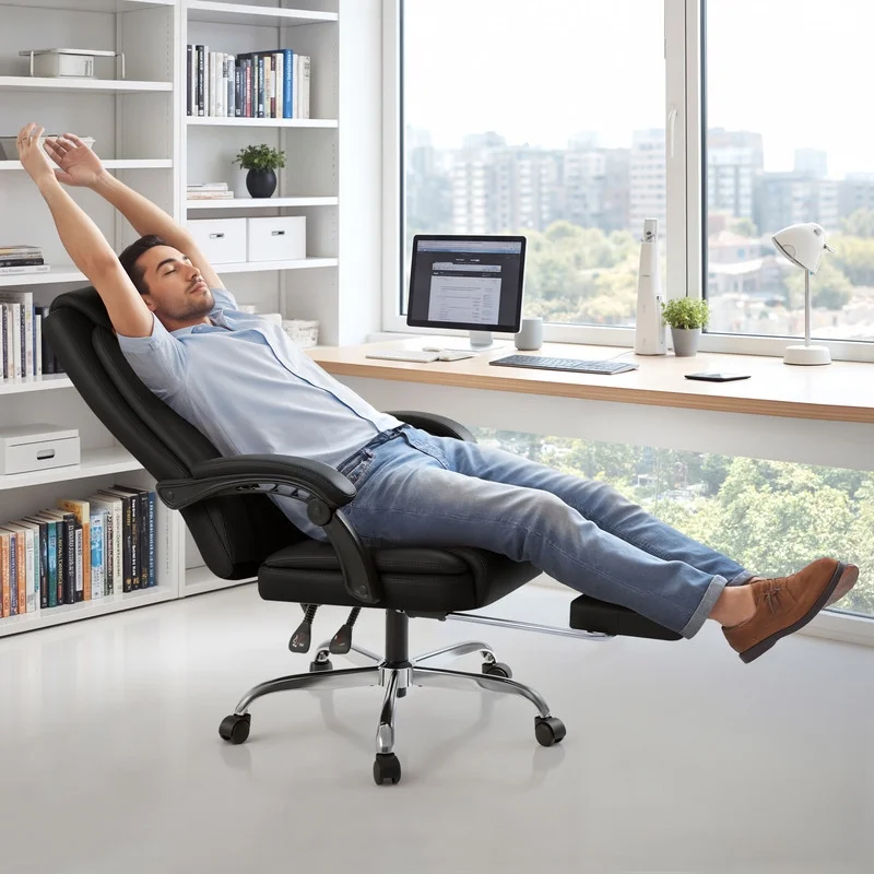 Home Office Chair Adjustable Executive Leather Chair With Arms Ergonomic High Back Cushion Lumbar Back Support Computer Desk Chair,Black(black) - Image 2