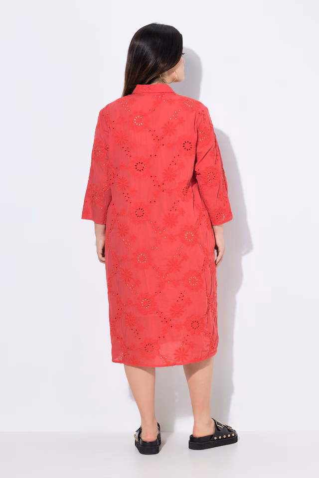 Shirtdress, A-line, eyelet embroidery