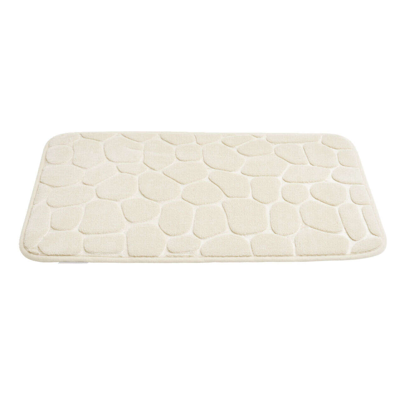 Tapis salle de bain motif galet beige 40x60cm