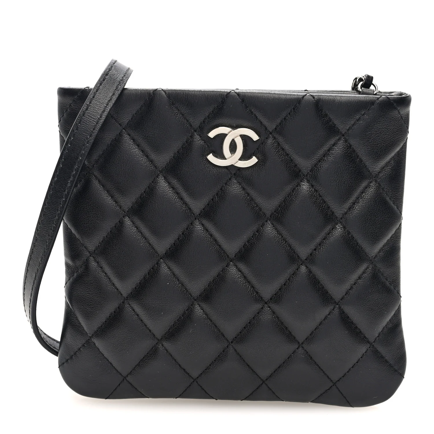 Lambskin Quilted Crossbody Bag Black