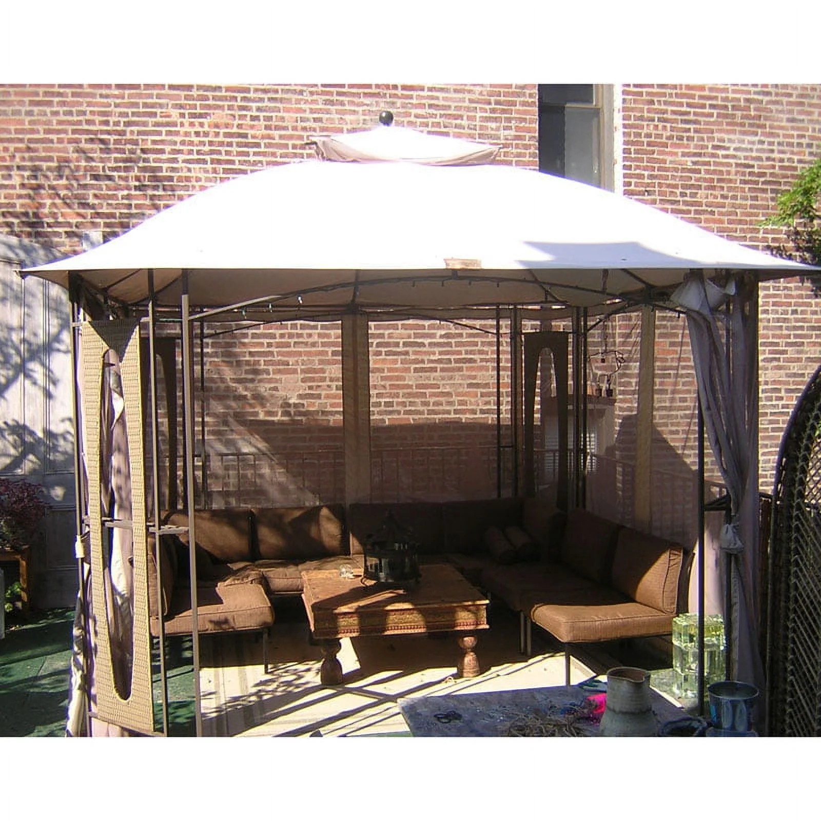 Garden Winds Replacement Canopy Top and Side Mosquito Netting Set for West Palm Valley Gazebo