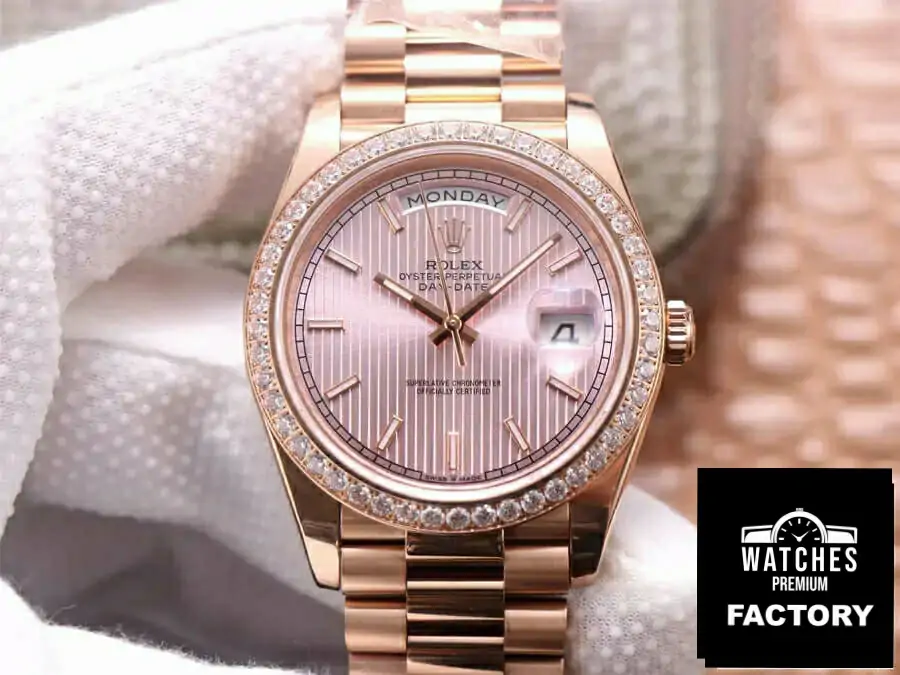 Rolex Day Date M228345RBR-0010 EW Factory Diamond-Set Bezel