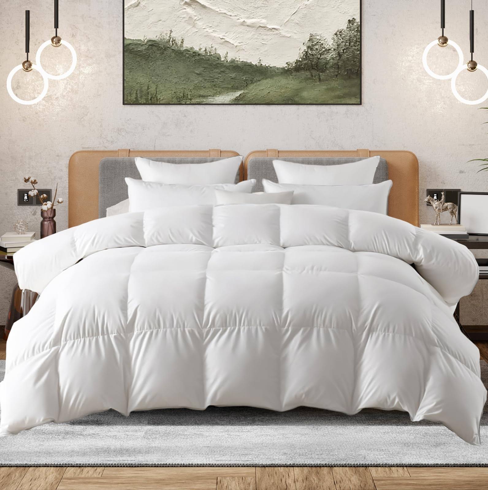 Sweetcrispy Down Comforter King size, Fluffy Duvet Insert, Hotel Feather Comforter Down Alternative Comforter, Lightweight Down Blanket Suitable for