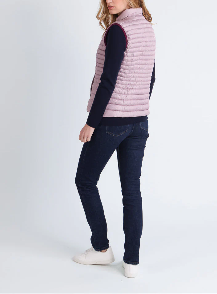 Doudoune femme sans manches réversible rose prune