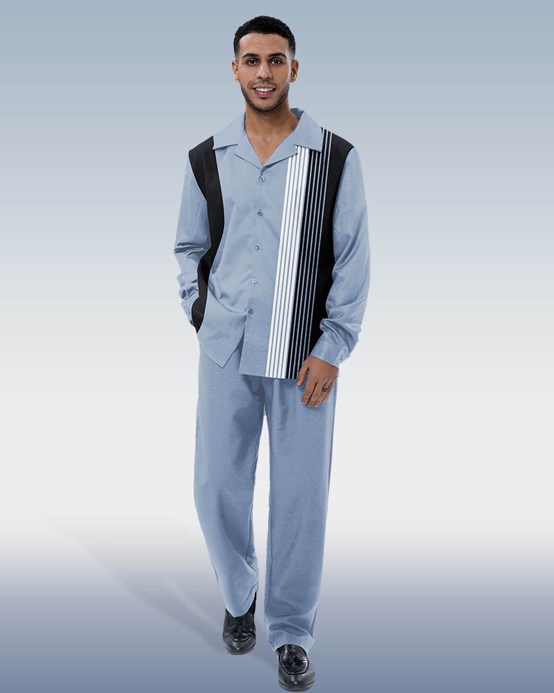 Costume deux pièces à manches longues pour homme Suitmens, à rayures verticales, référence 002