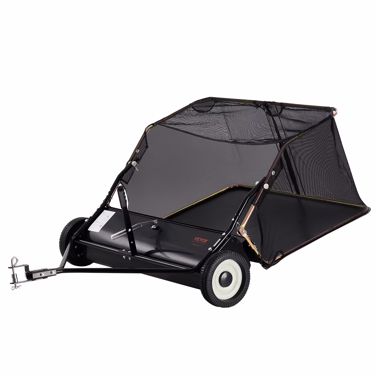 VEVOR 42 - Inch Lawn Sweeper Tow Behind, 12 Cu.ft. Large Pull Behind Grass Sweeper, Heavy Duty Leaf & Grass Collector with Dumping Rope Design, Adjustable Sweeping Height for Picking up Debris & Grass