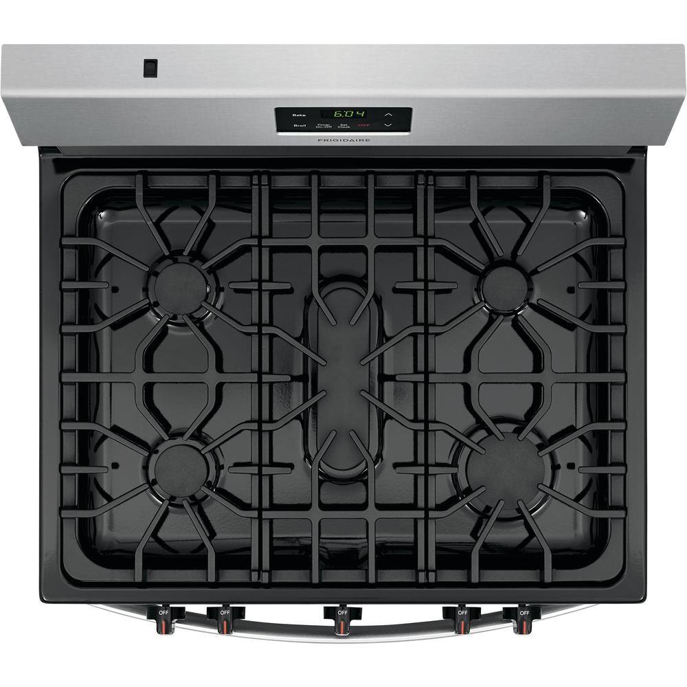 Cuisinière à gaz autoportante Frigidaire 30 po à 5 brûleurs en acier inoxydable FCRG3052AS