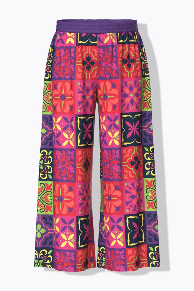 Tile Print Wide Leg Palazzo Pants