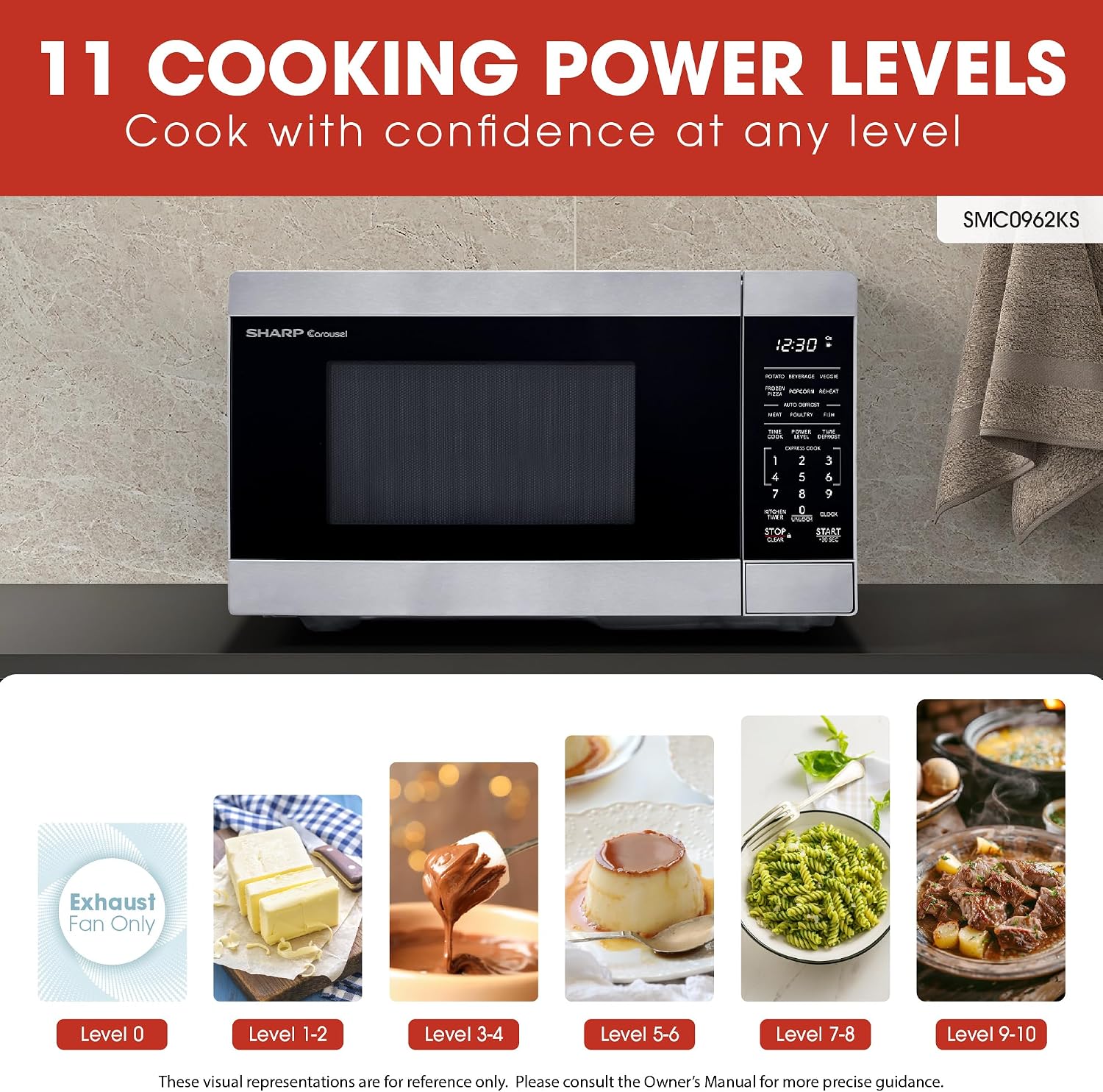 Sharp SMC0962KS 0.9 cu900W Stainless Steel Countertop Microwave Oven