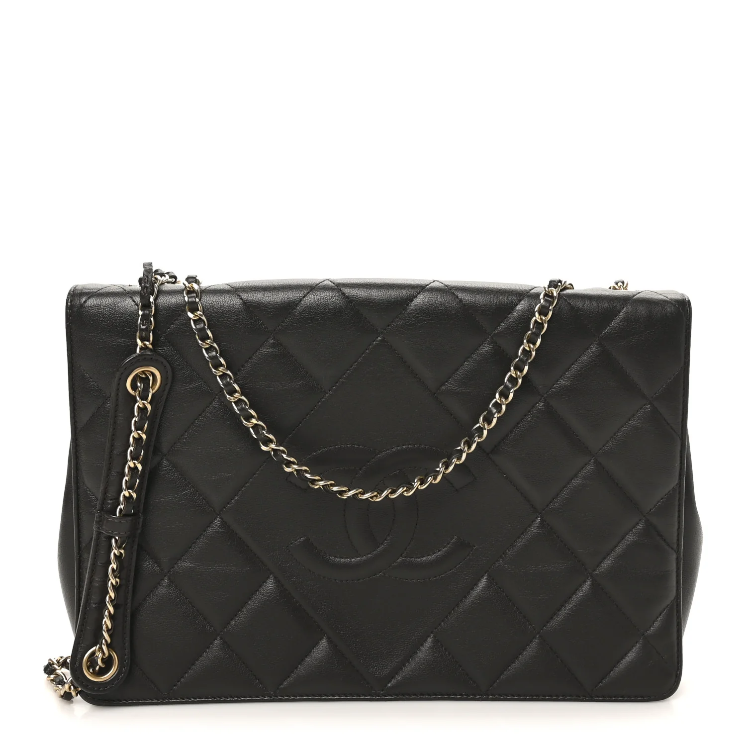 Lambskin Quilted Large Diamond CC Flap Black