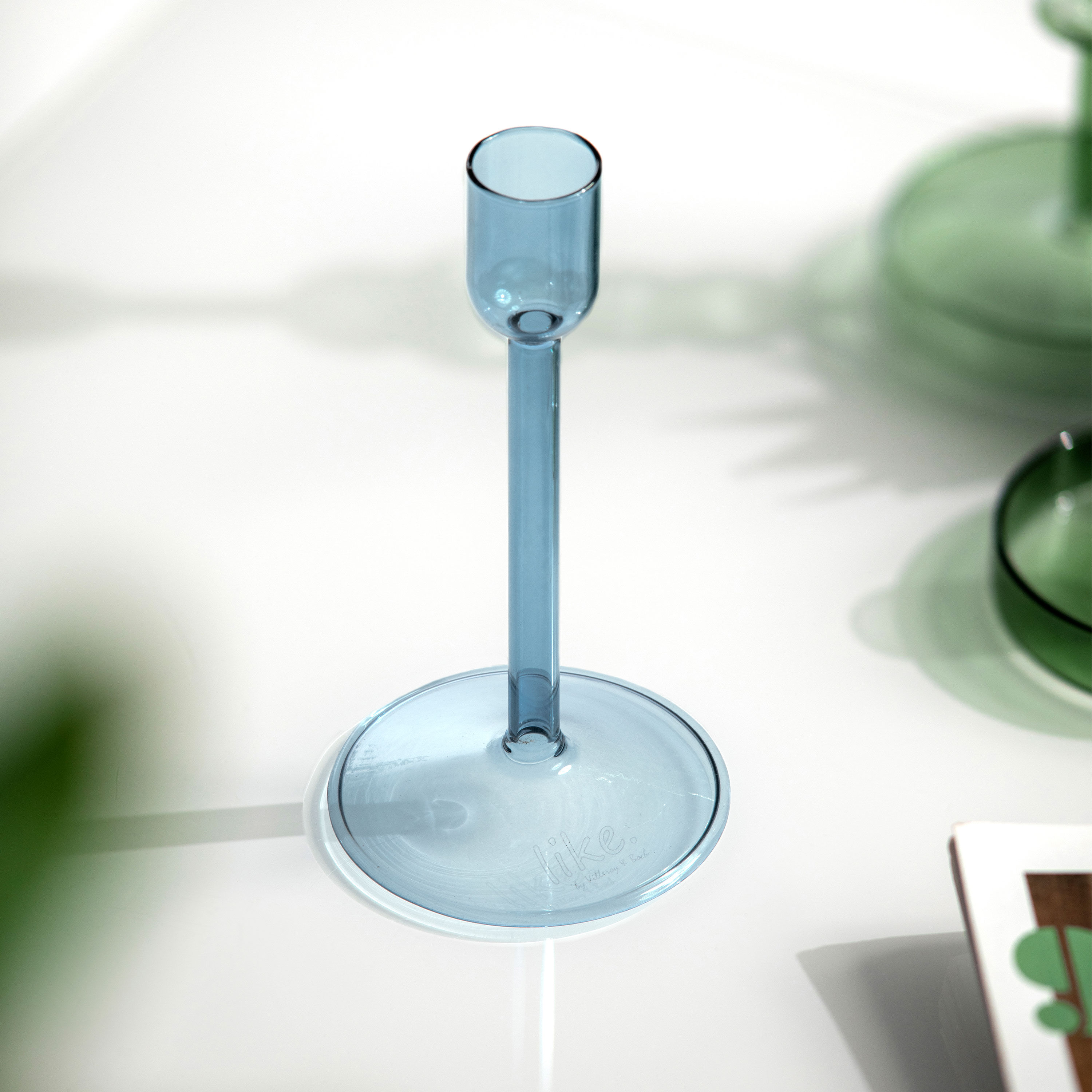 Like Home Candlestick holder - Blue, 3.2'' x 3.2'' x 6''