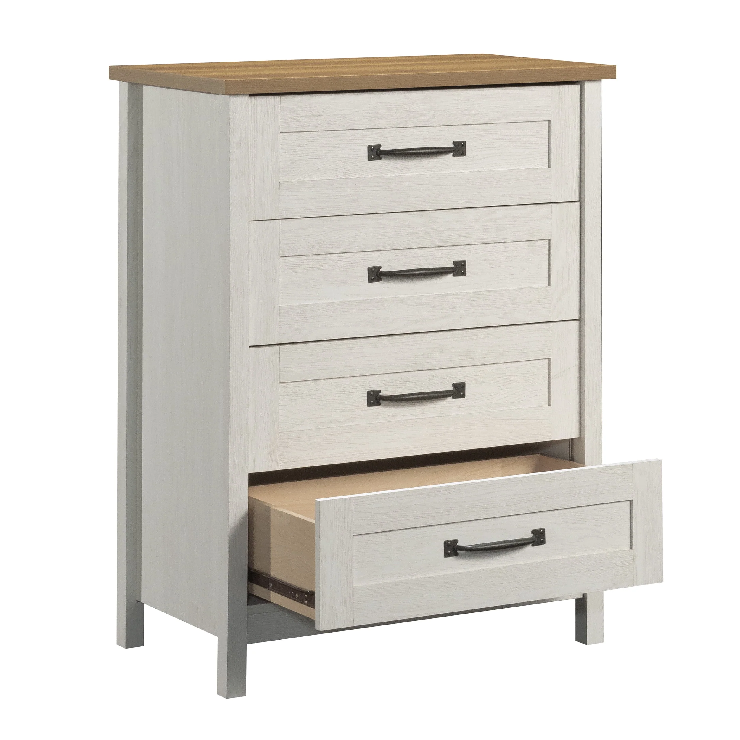 Better Homes & Gardens Modern Farmhouse 4-Drawer Dresser, Rustic White Finish