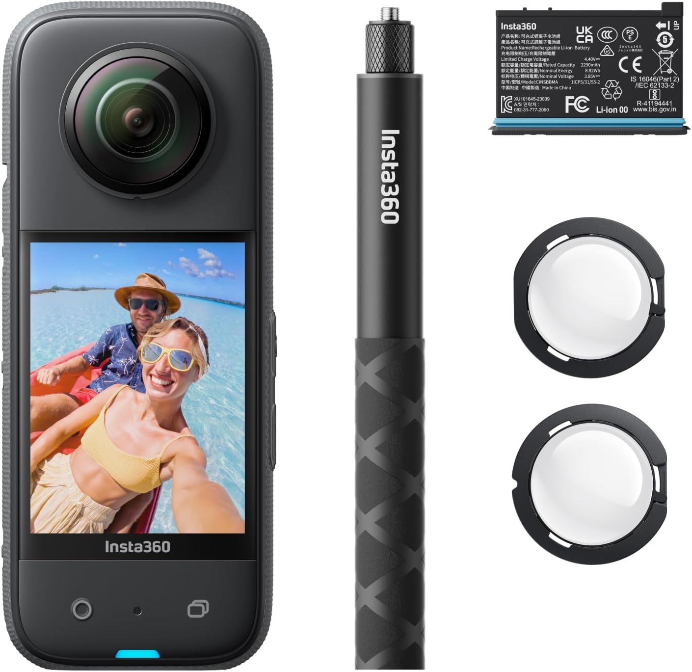 Insta360 X3 Starter Bundle - Waterproof 360° Action Camera with 1/2 Inch Sensor  5.7K 360°  72MP 360° Photos  Stabilisation  2.29