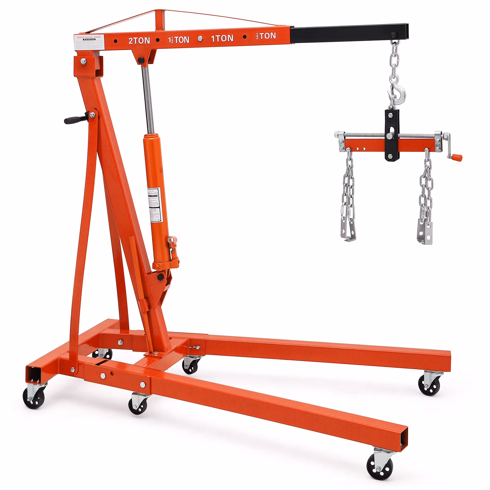 2 Ton Folding Hydraulic Engine Hoist with Lever,Folding Engine Shop Crane Hoist Lift,Heavy Cherry Picker with 6 Wheels for Garage,Workshop,Yellow(Yellow) - Image 5