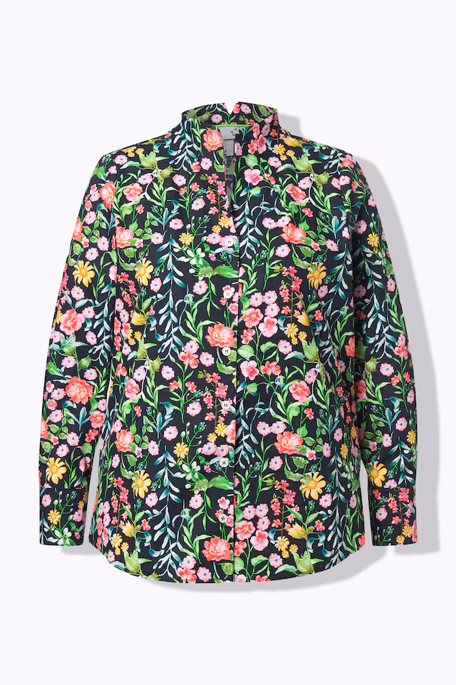 Floral Goblet Collar Button Down Blouse