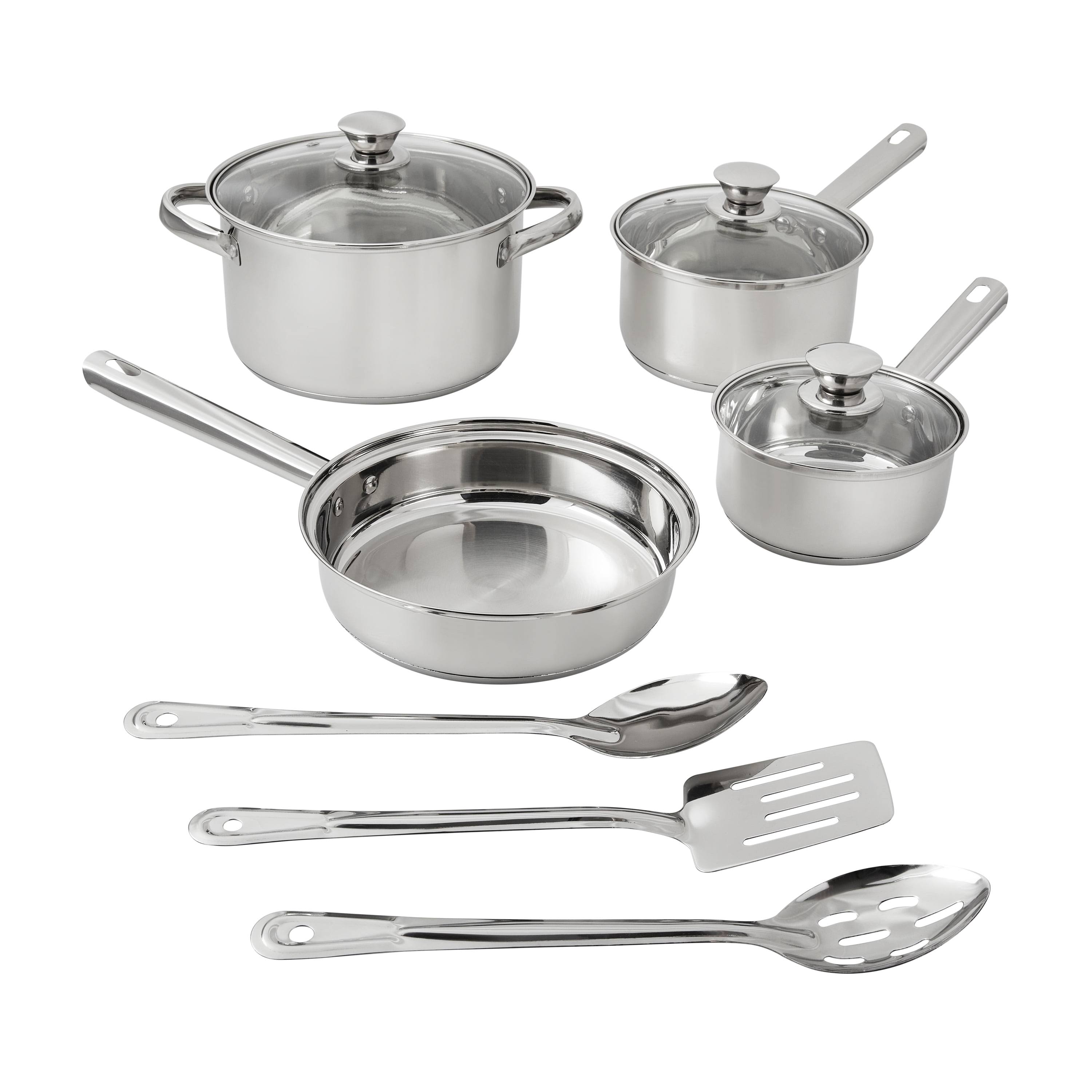 Mainstays 10-Piece Cookware Set, Stainless Steel