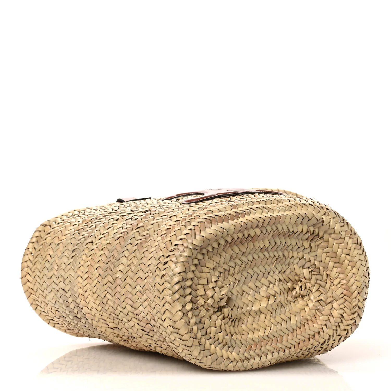 Raffia Calfskin Triomphe Medium Panier Tan