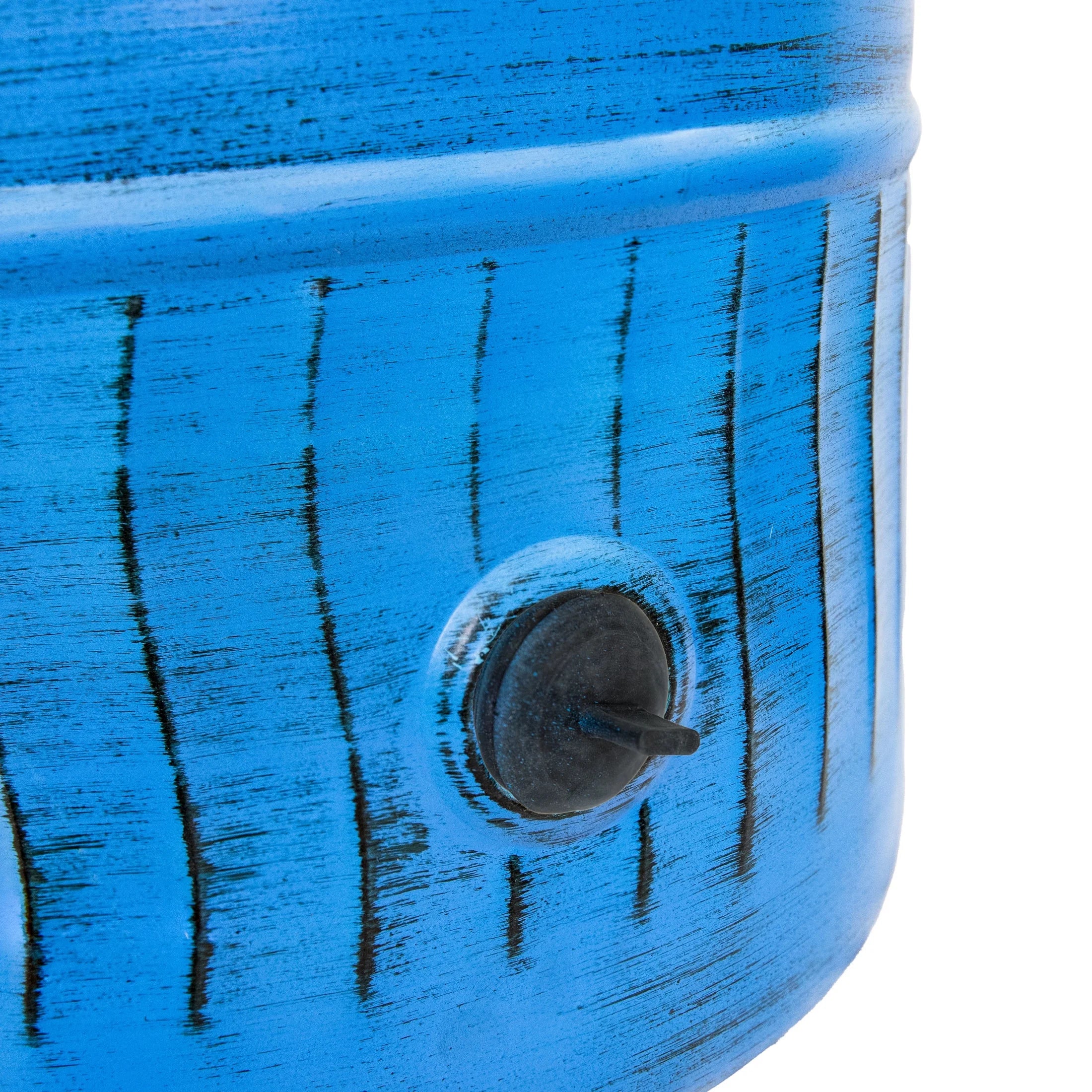 Sunnydaze 17.5 Embossed Metal Garden Hose Holder Pot with Lid, Blue Patina