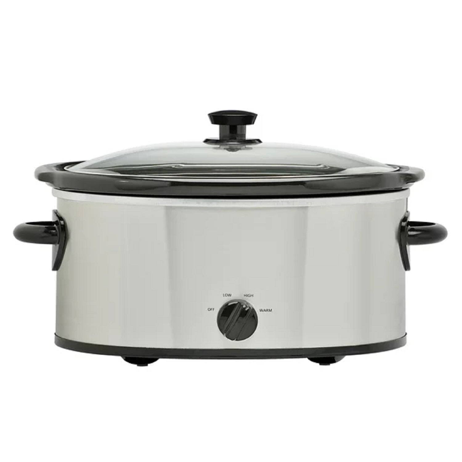 Mainstays MS54100112168S 6 Quart Oval Slow Cooker, Stainless Steel Finish, Glass Lid