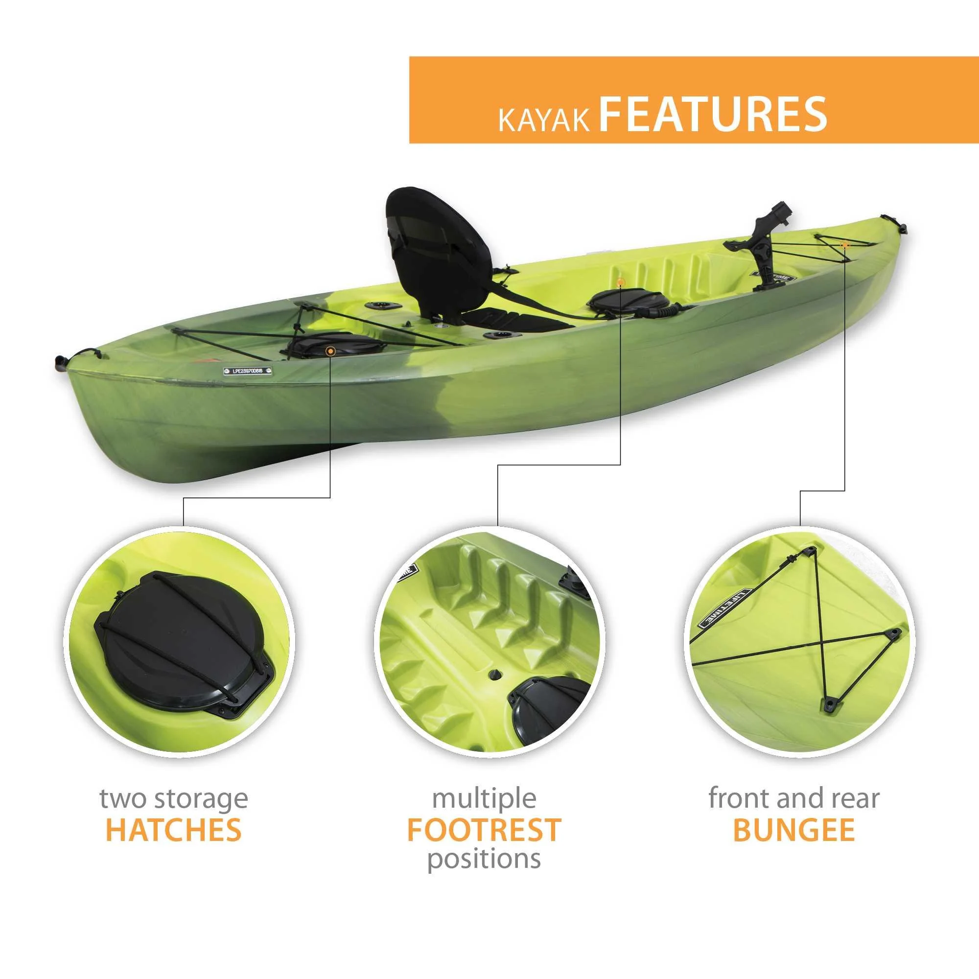 Lifetime Tamarack Angler 10 Ft. Fishing Kayak, Volcano Fusion (91340)