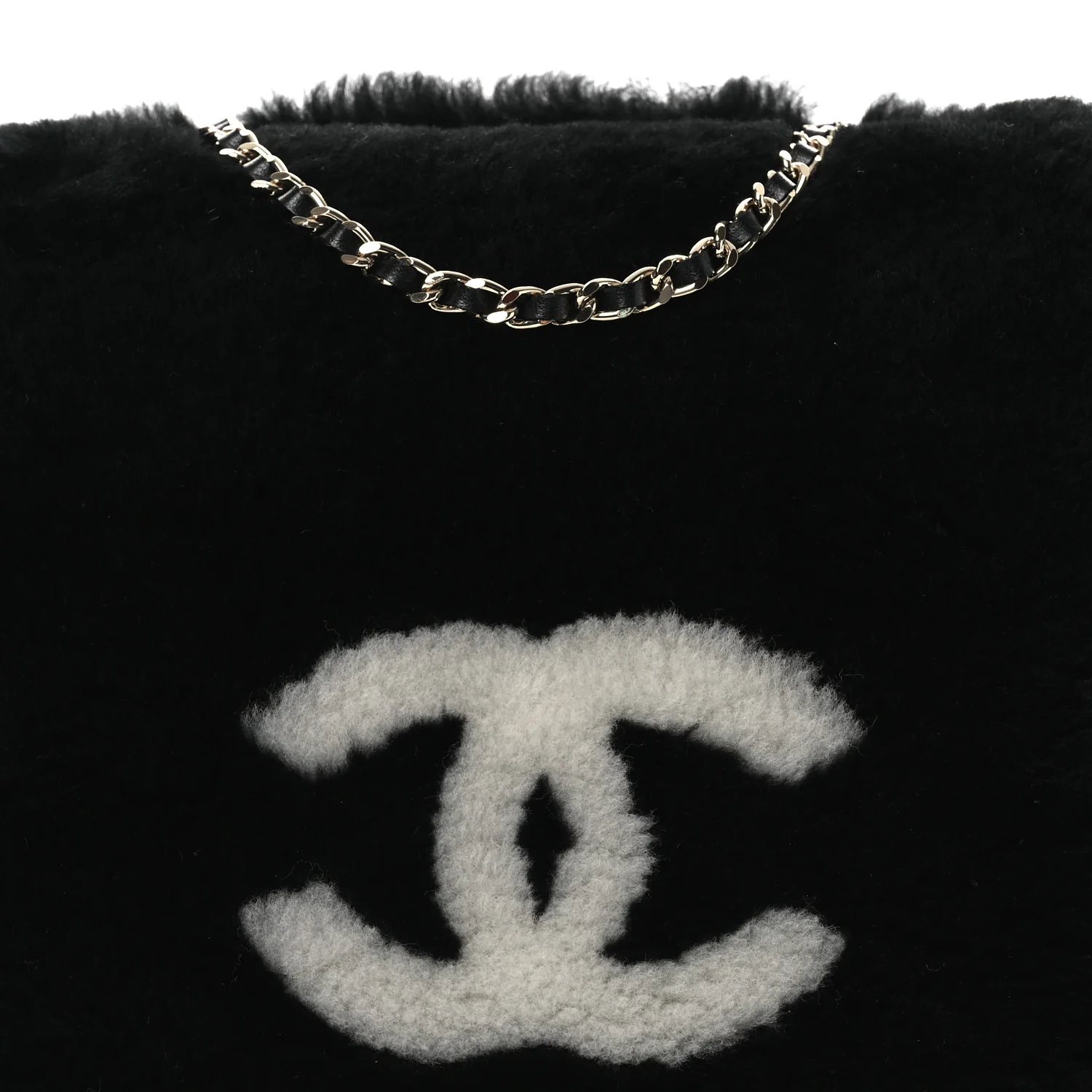 Muff Shearling Lambskin Bag Black Ecru