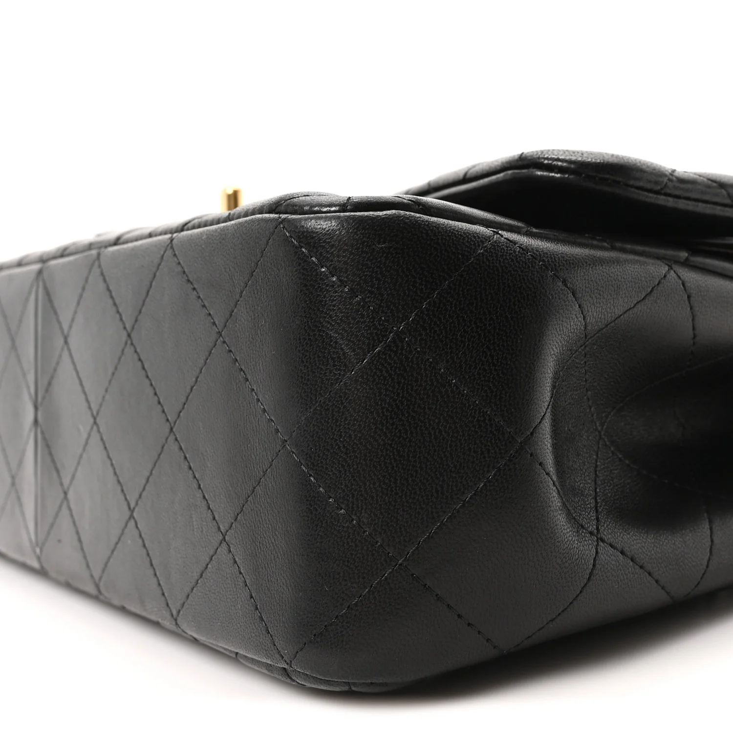 Lambskin Quilted Jumbo Double Flap Black