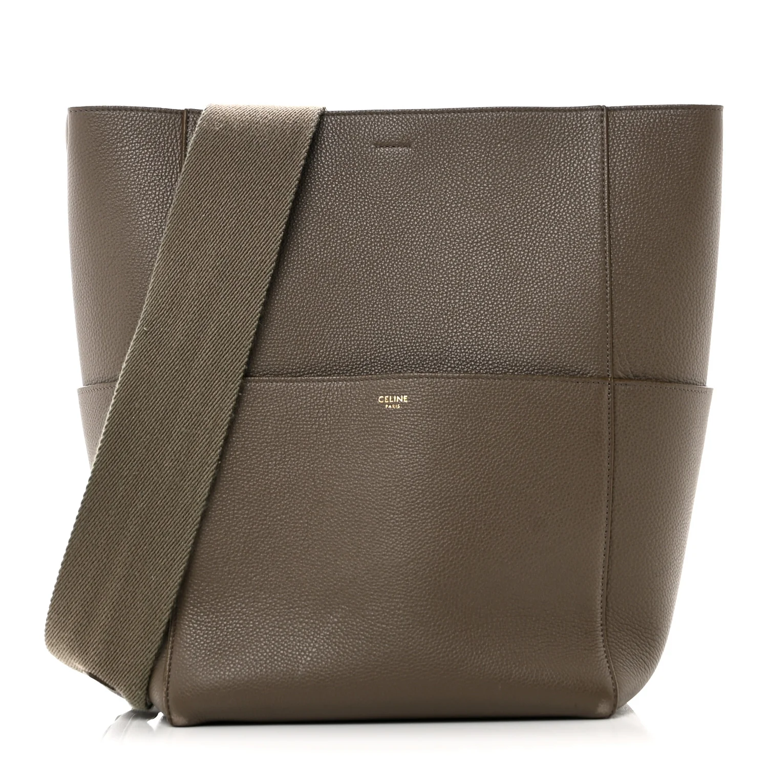 Soft Grained Calfskin Sangle Bucket Bag Taupe