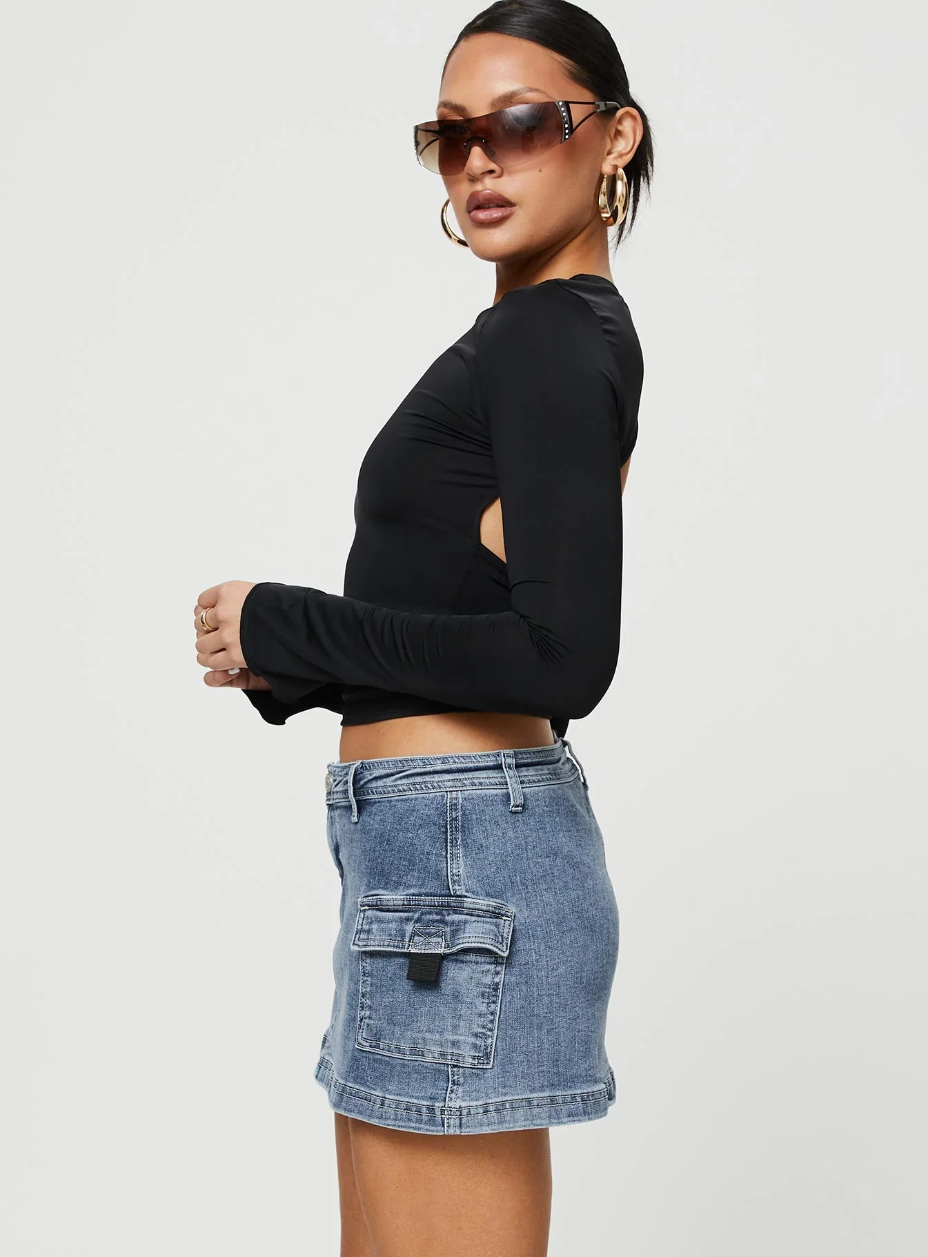 Grishea Low Rise Denim Skirt