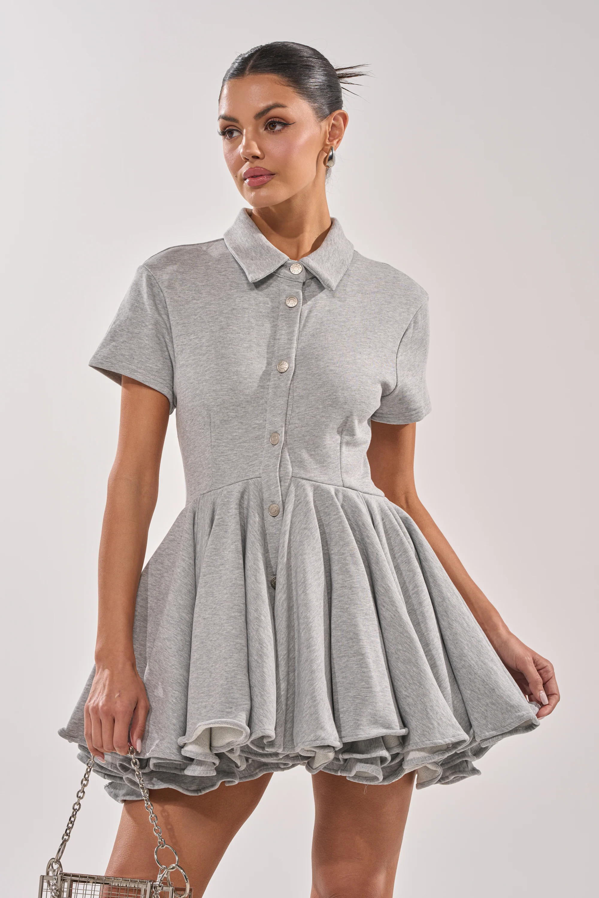 AVERY SHORT SLEEVE FRENCH TERRY MINI DRESS - Akira Store